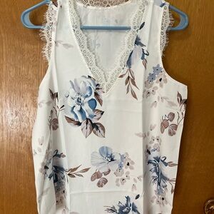 Blue and Brown Floral Blouse